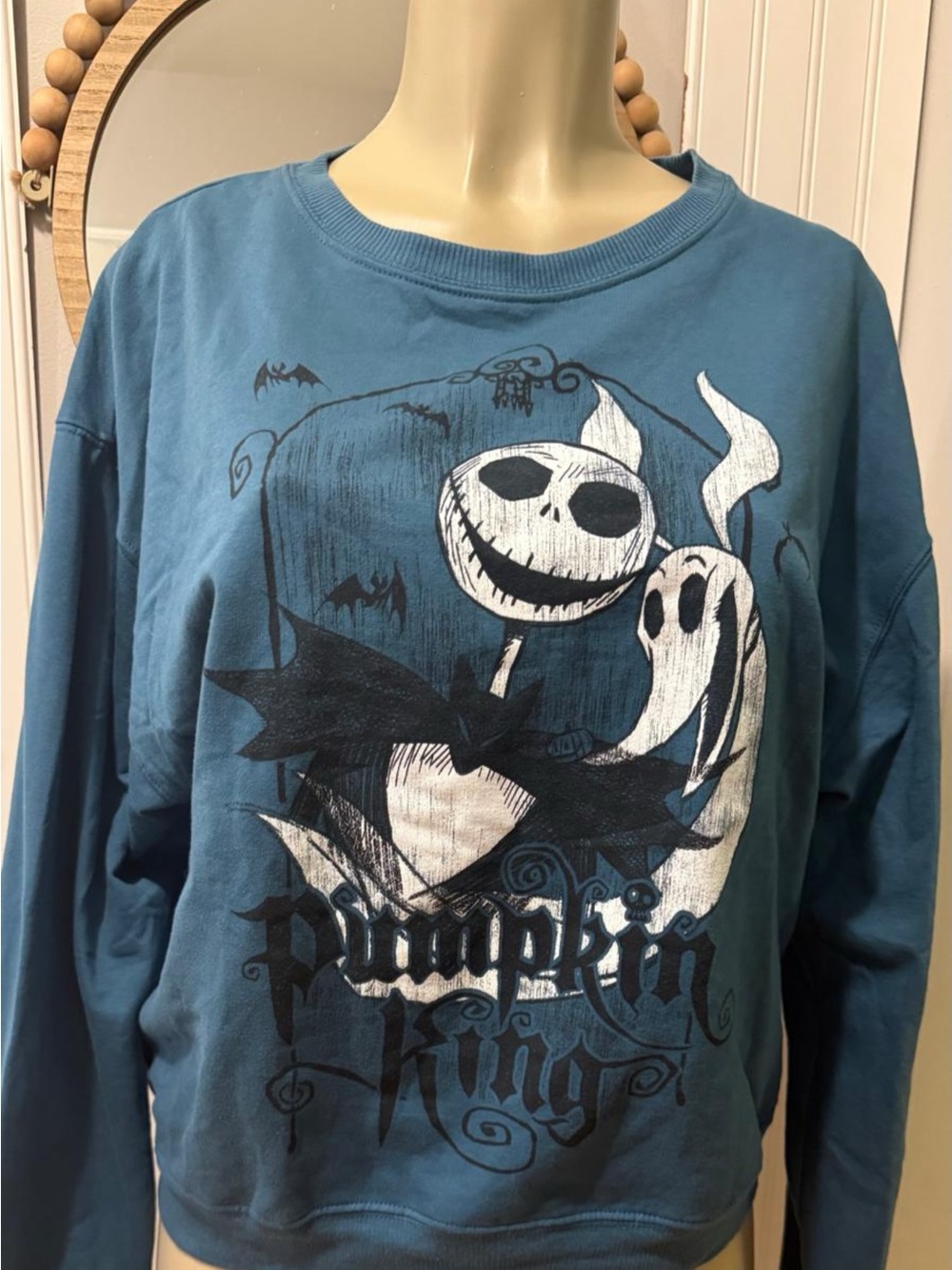 Disney Teal Blue Pumpkin King Crewneck Sweater